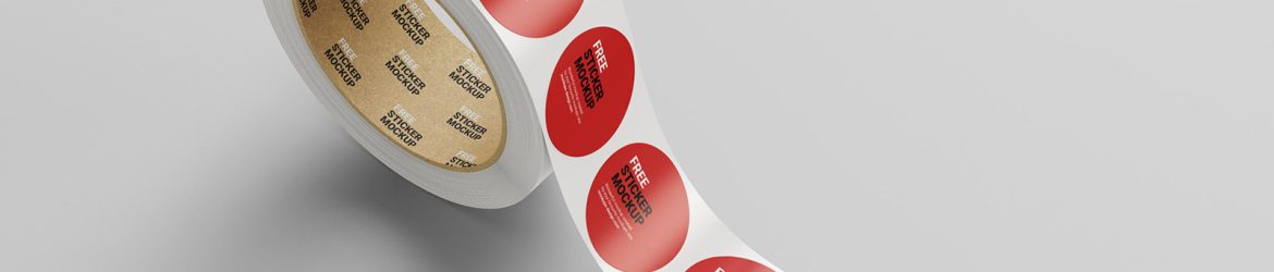 Free round roll sticker mockup