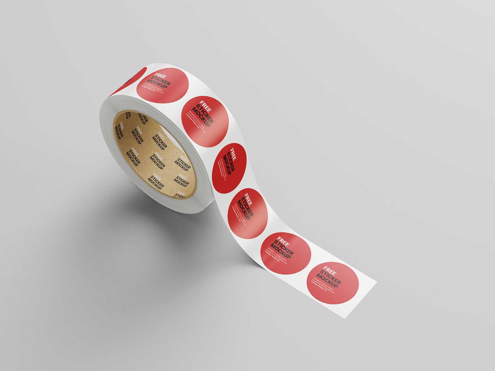 Free round roll sticker mockup