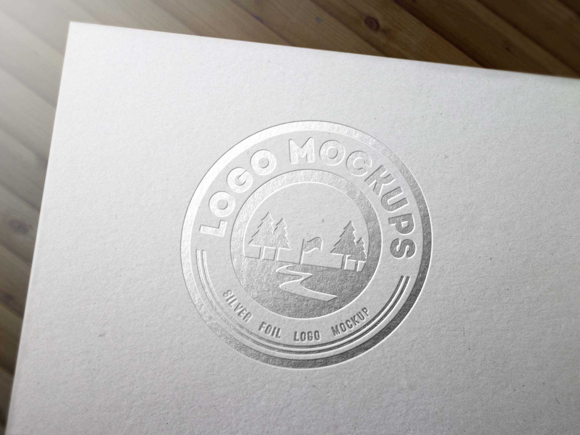 Free Silver Foil Perspective Logo Mockup (PSD)