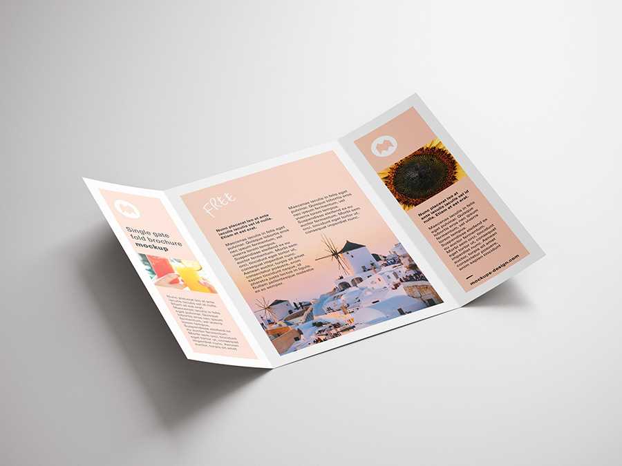 Free single gate fold brochure mockup