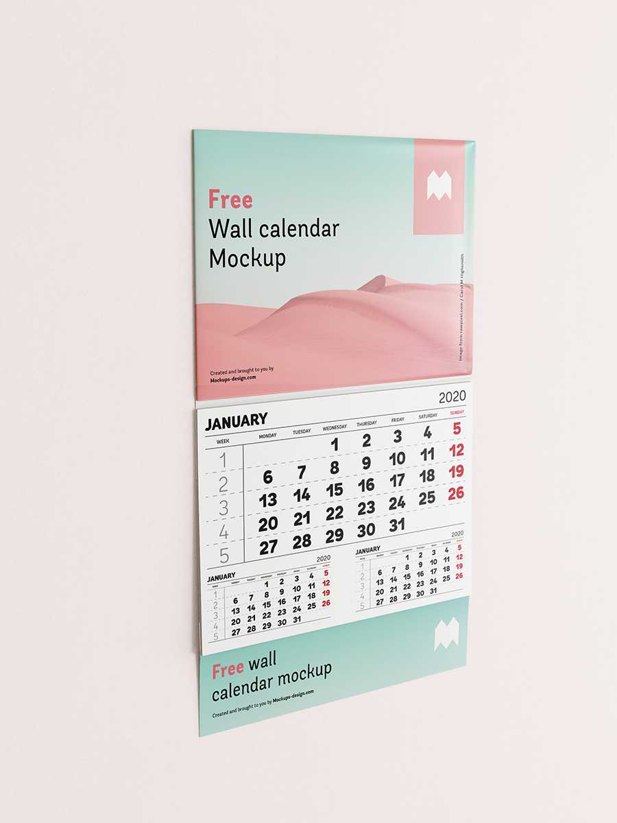 Free single panel wall calendar mockup