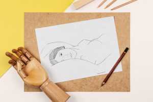 Free sketch on paper mockup