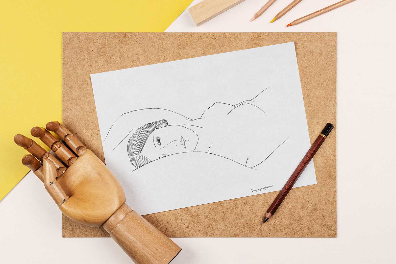 Free sketch on paper mockup