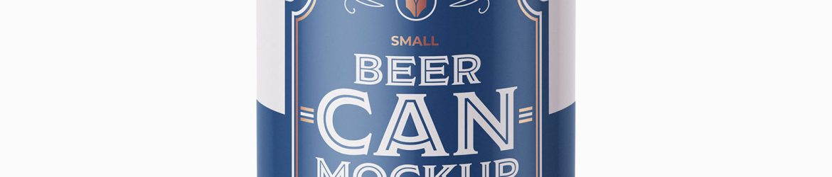 Free small beer can mockup
