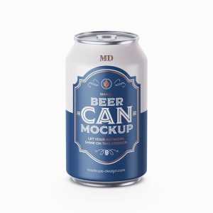 Free small beer can mockup