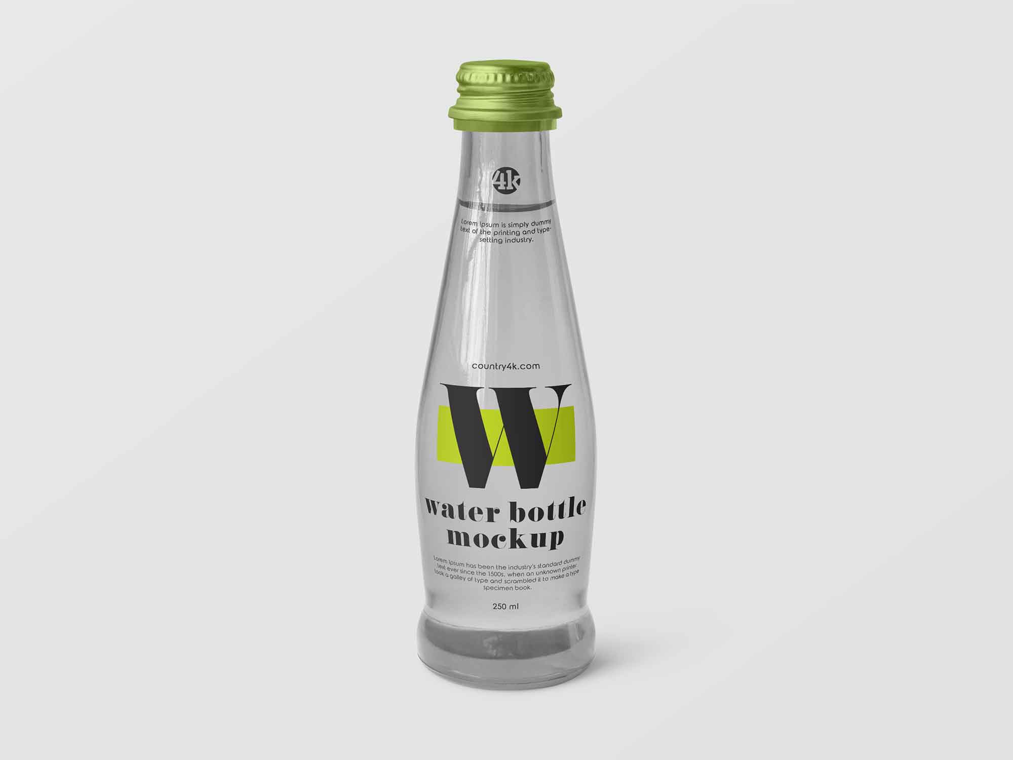 Free Small Glass Water Bottle Mockup (PSD)