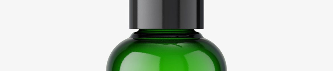 Free small green bottle with dispenser mockup