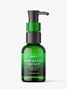 Free small green bottle with dispenser mockup