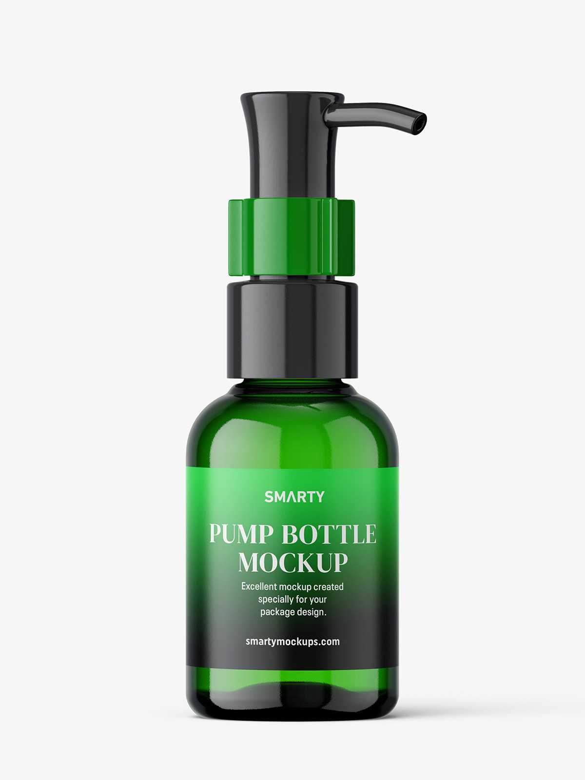 Free small green bottle with dispenser mockup
