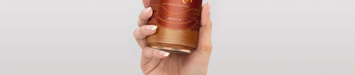Free Soda Can in Hand Mockup (PSD)