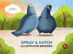 Free Spray & Hatch Illustrator Brushes (AI)
