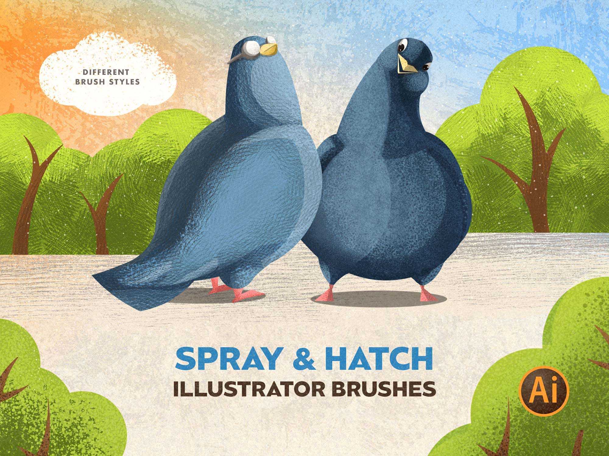 Free Spray & Hatch Illustrator Brushes (AI)