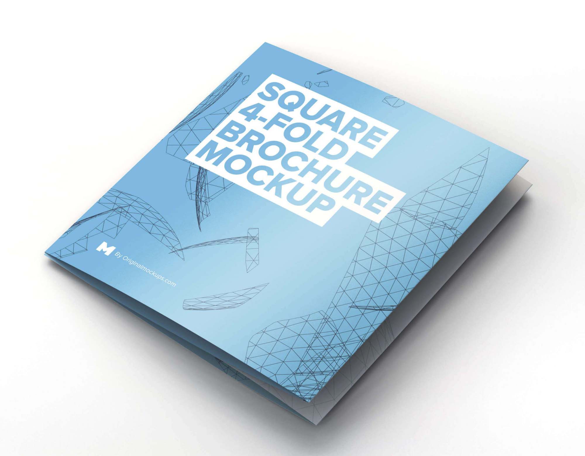 Free Square 4 Fold Brochure Mockup (PSD)