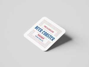 Free square beer coaster mockup