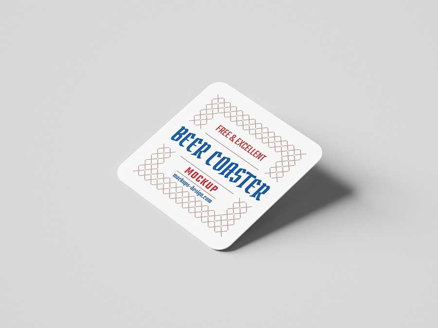 Free square beer coaster mockup