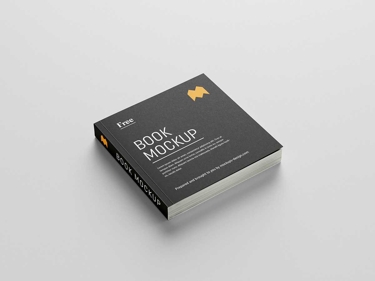 Free square book mockup