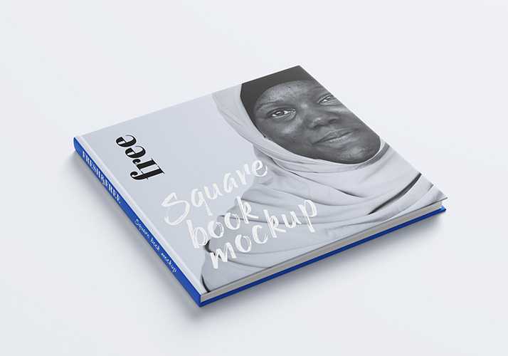 Free square book mockup
