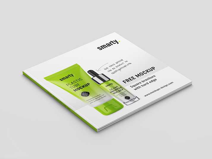 Free square brochure with hard edge mockup