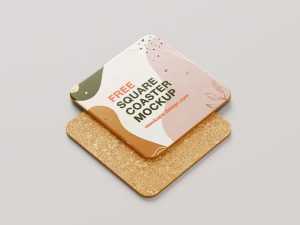 Free square coaster mockup