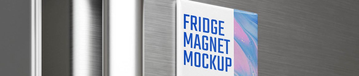 Free square fridge magnet mockup