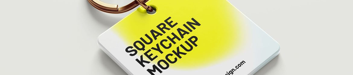 Free square keychain mockup