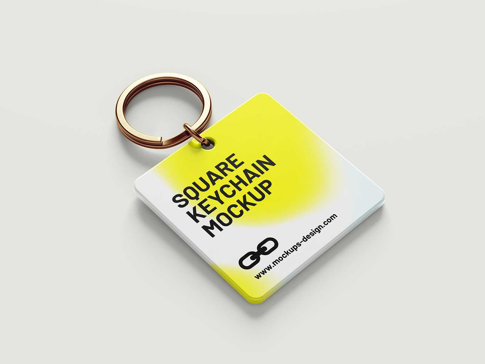 Free square keychain mockup