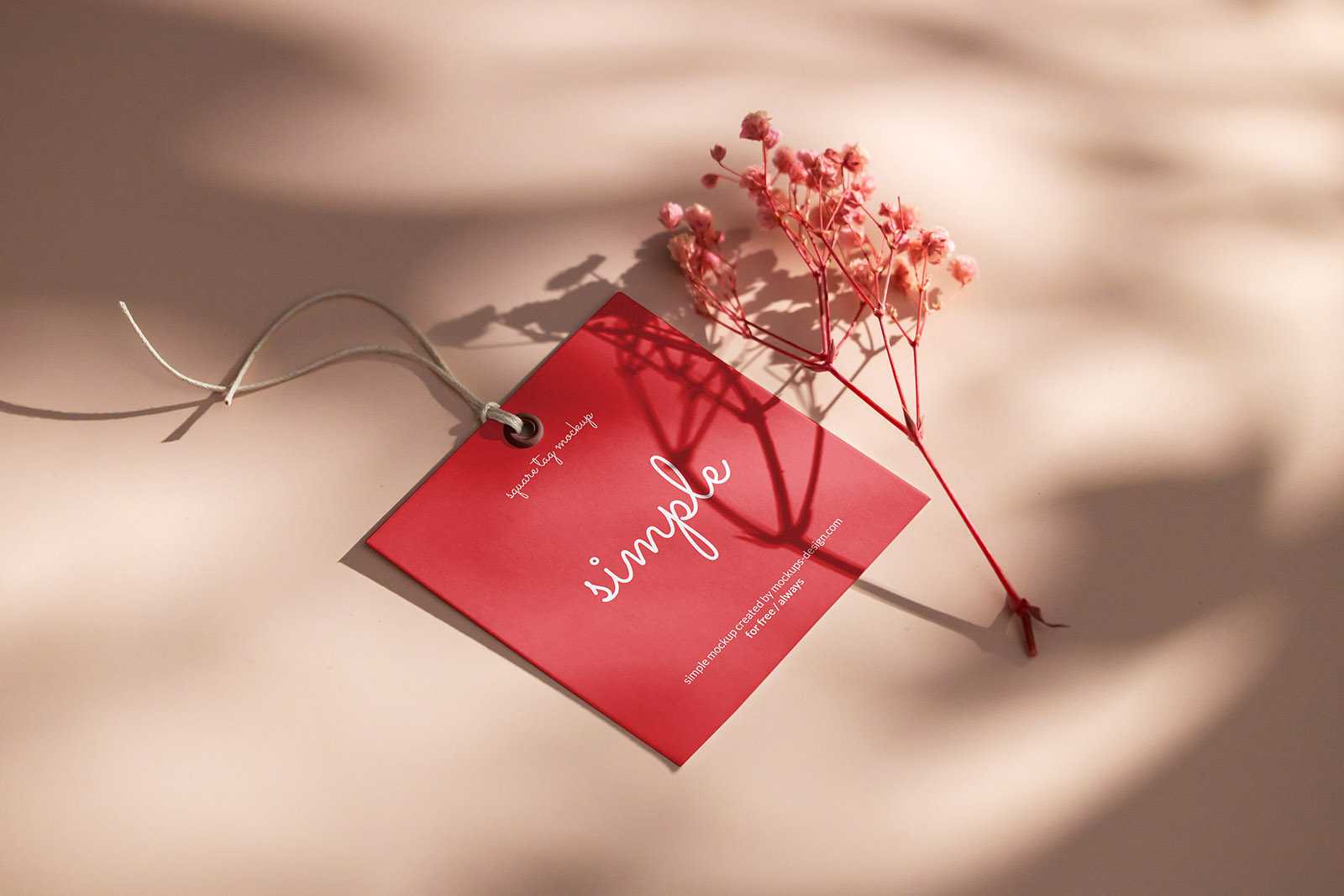 Free square label tag mockup