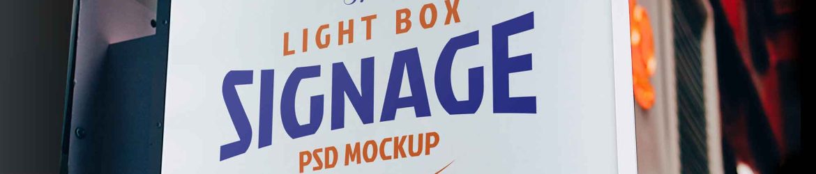Free Square Light Box Signage Mockup (PSD)