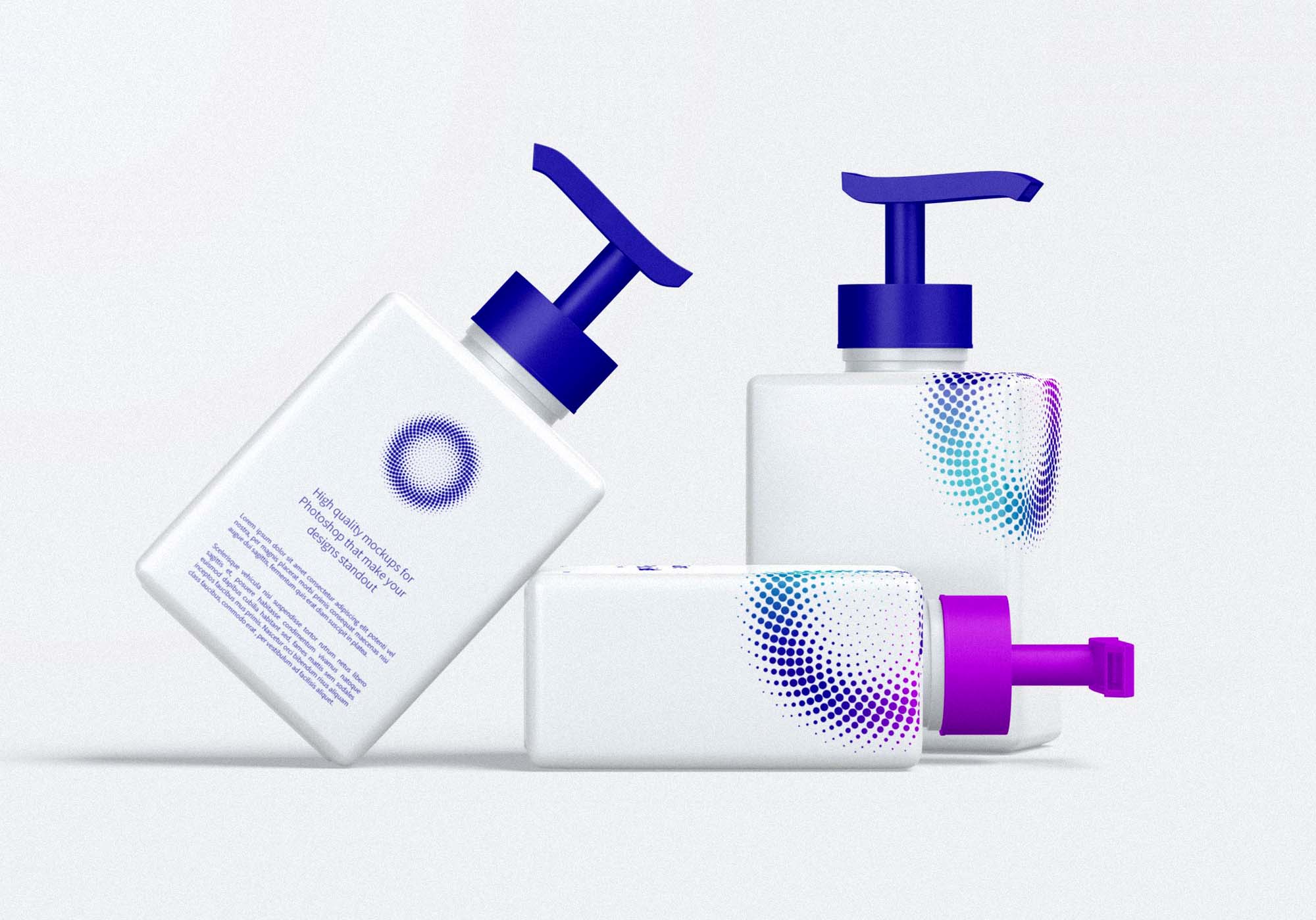 Free Square Pump Bottles Mockup (PSD)
