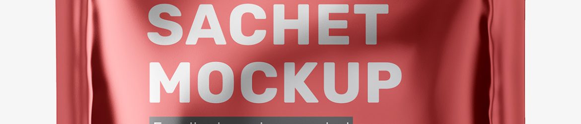 Free square sachet mockup / metallic