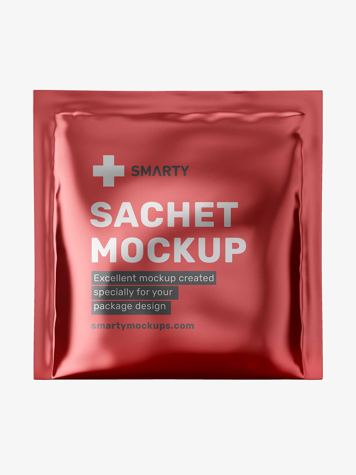Free square sachet mockup / metallic