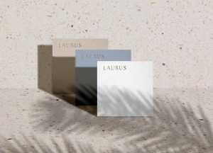 Free Square Standing Business Cards Mockup (PSD)