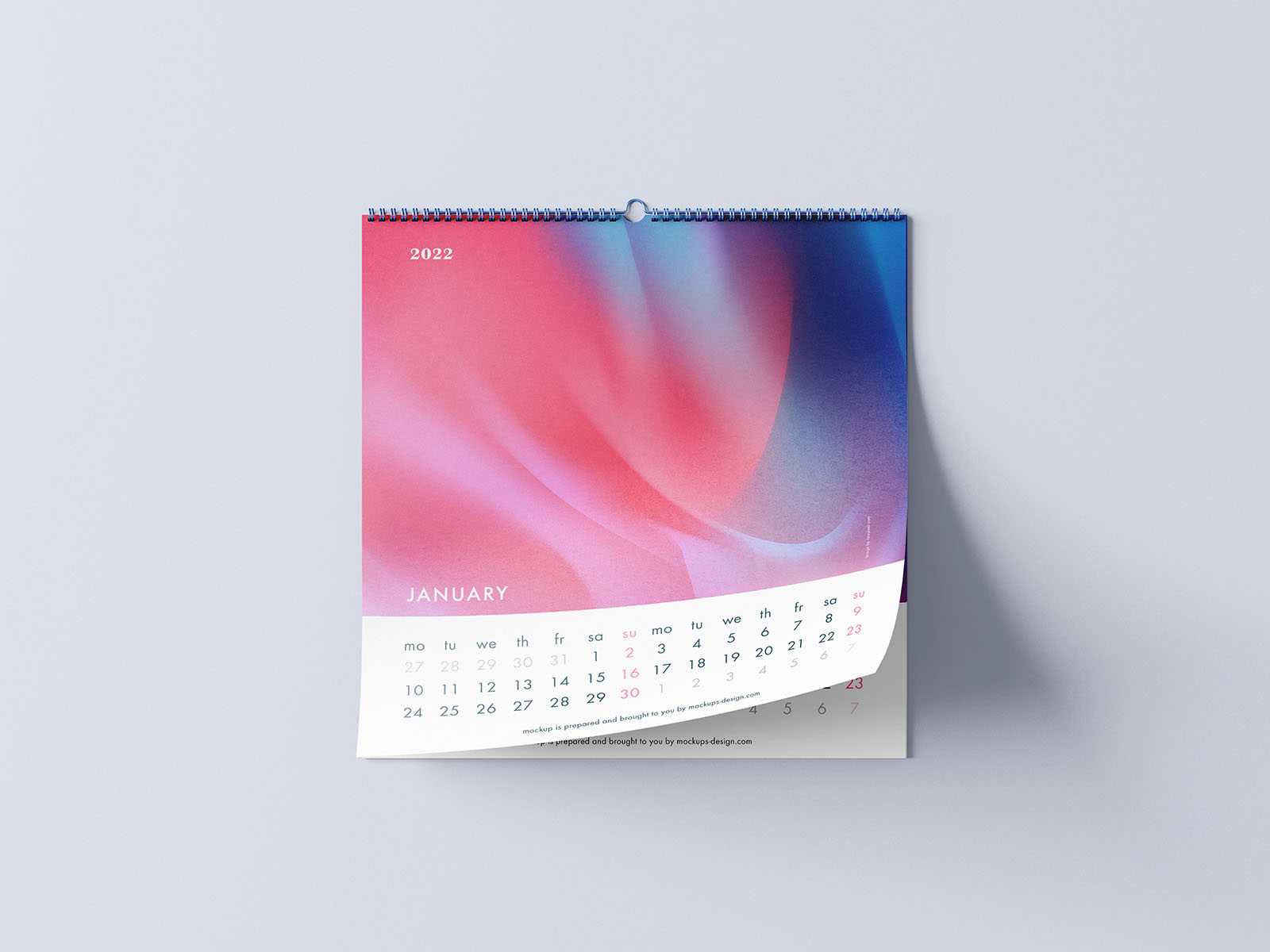 Free square wall calendar mockup