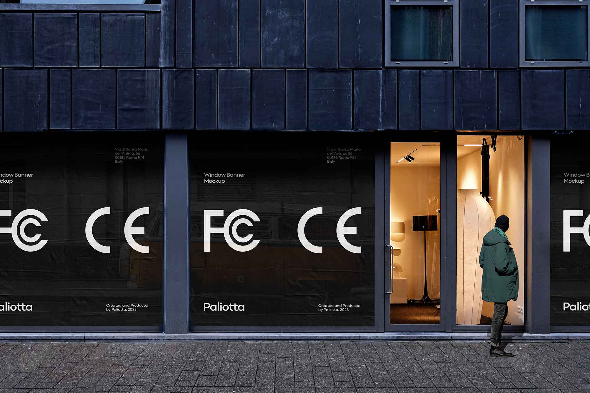 Free Store Window Banner Mockup (PSD)