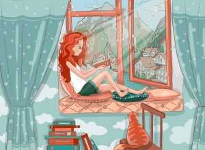 Free Student Studying Illustration (PSD)