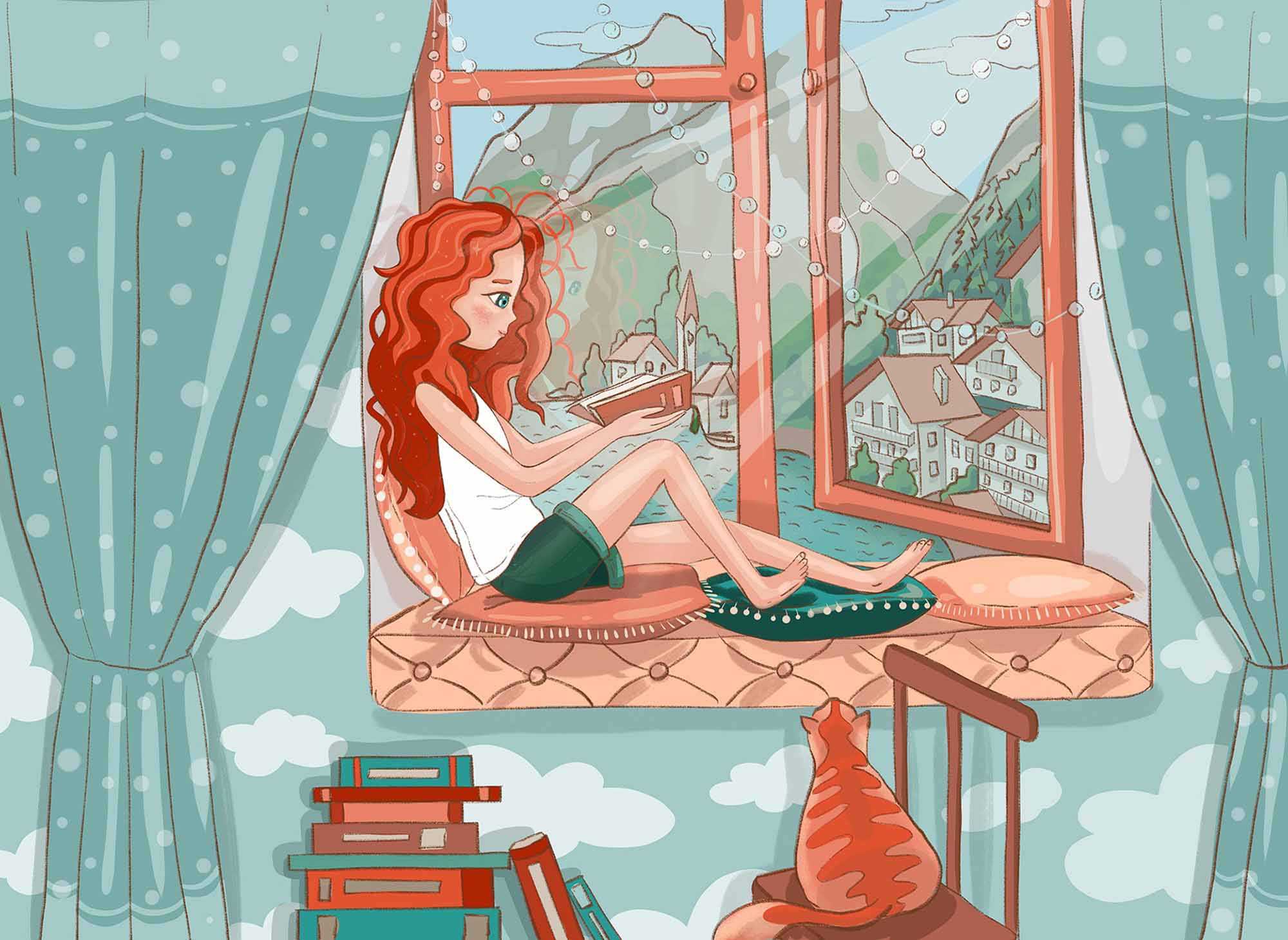 Free Student Studying Illustration (PSD)