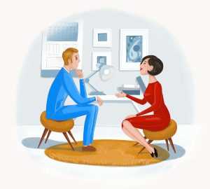 Free Talk with Client Illustration (PSD)