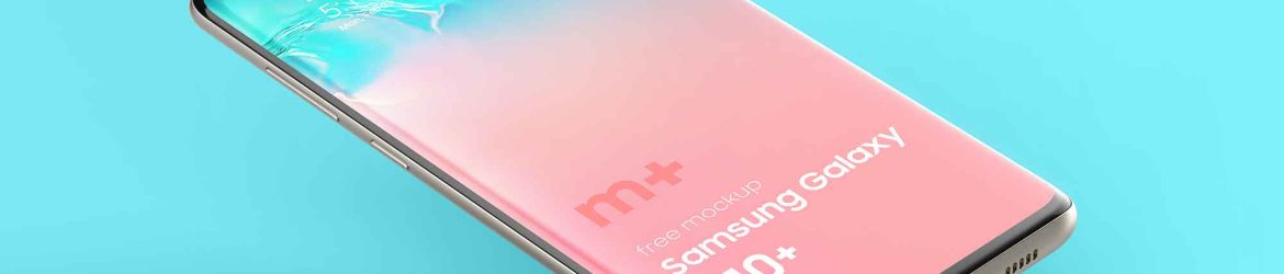 Free Tilting Samsung Galaxy S10+ Mockup (PSD)