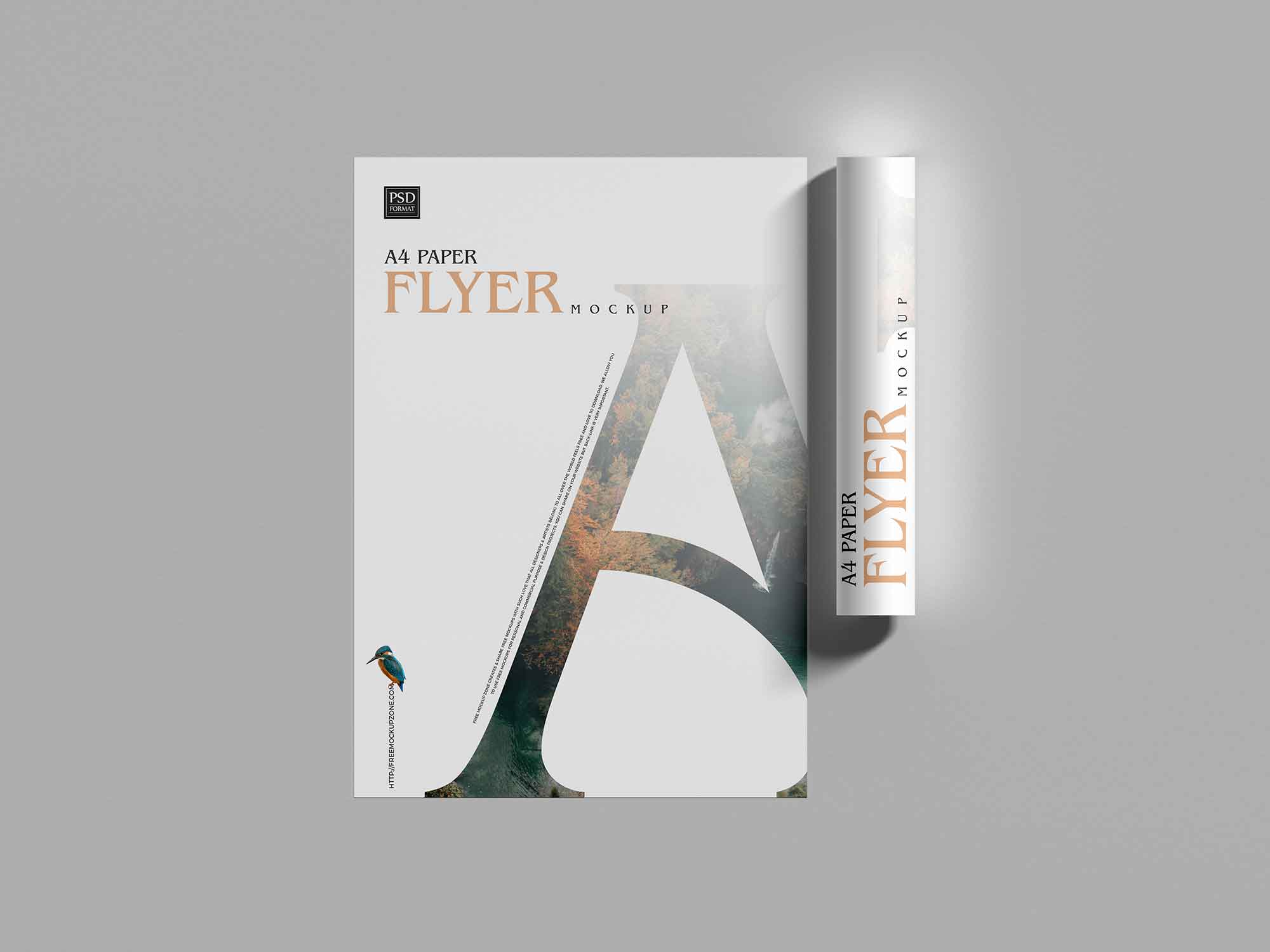 Free Top View A4 Paper Flyer Mockup (PSD)
