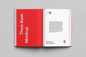 Free Top View Thick Book Mockup (PSD)