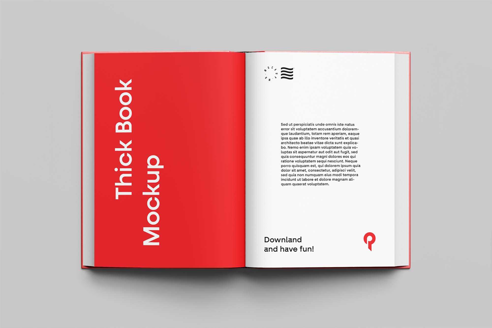 Free Top View Thick Book Mockup (PSD)
