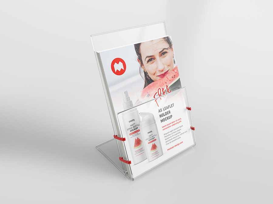 Free transparent leaflet holder mockup / A5