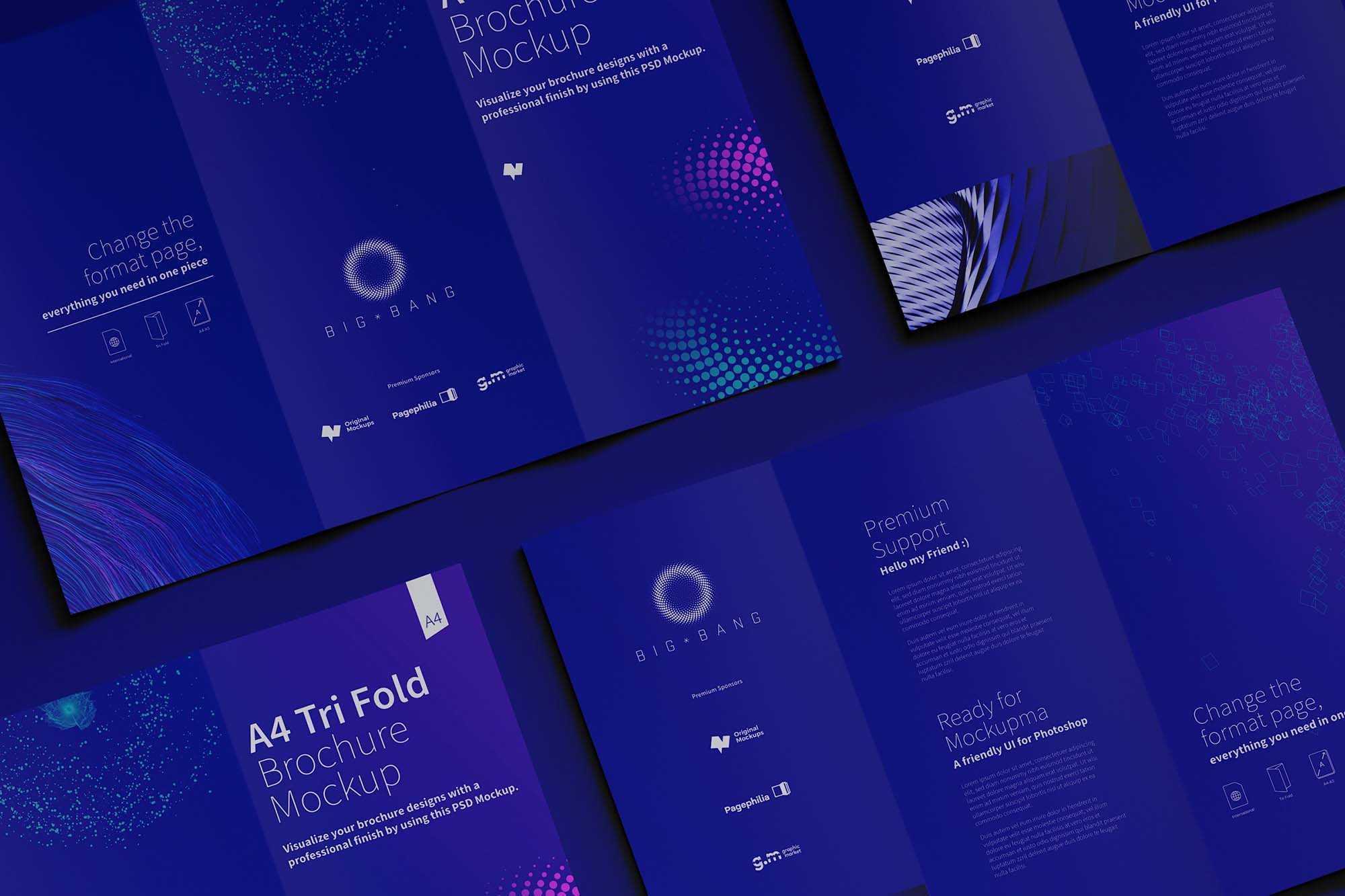 Free Trifold A4 Brochure Mockup (PSD)