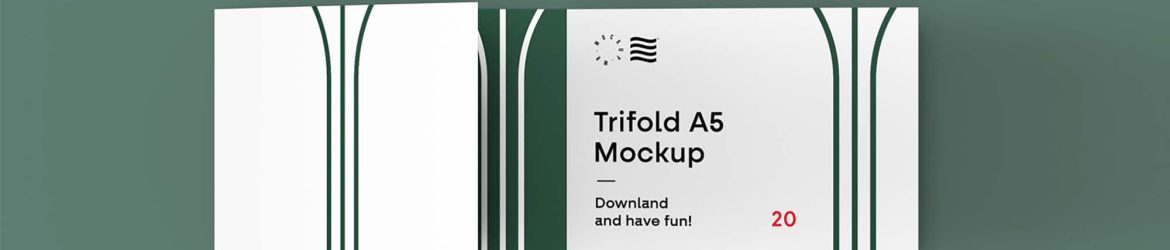 Free Trifold Landscape Brochure Mockup (PSD)