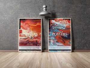 Free Twin Modern Interior Posters Mockup (PSD)