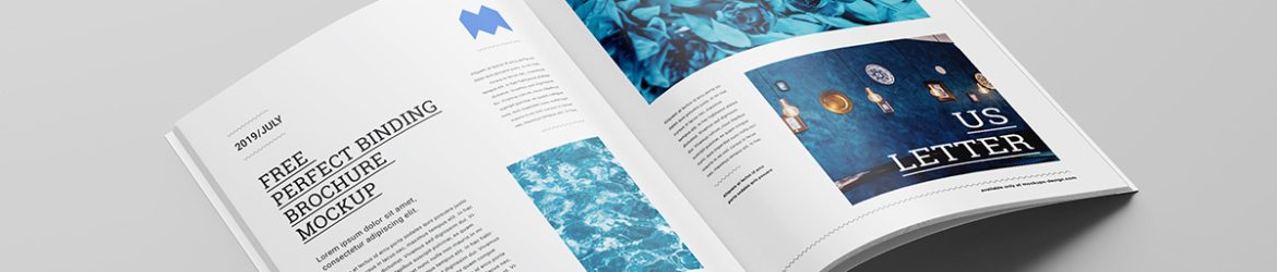 Free US letter perfect binding brochure mockup