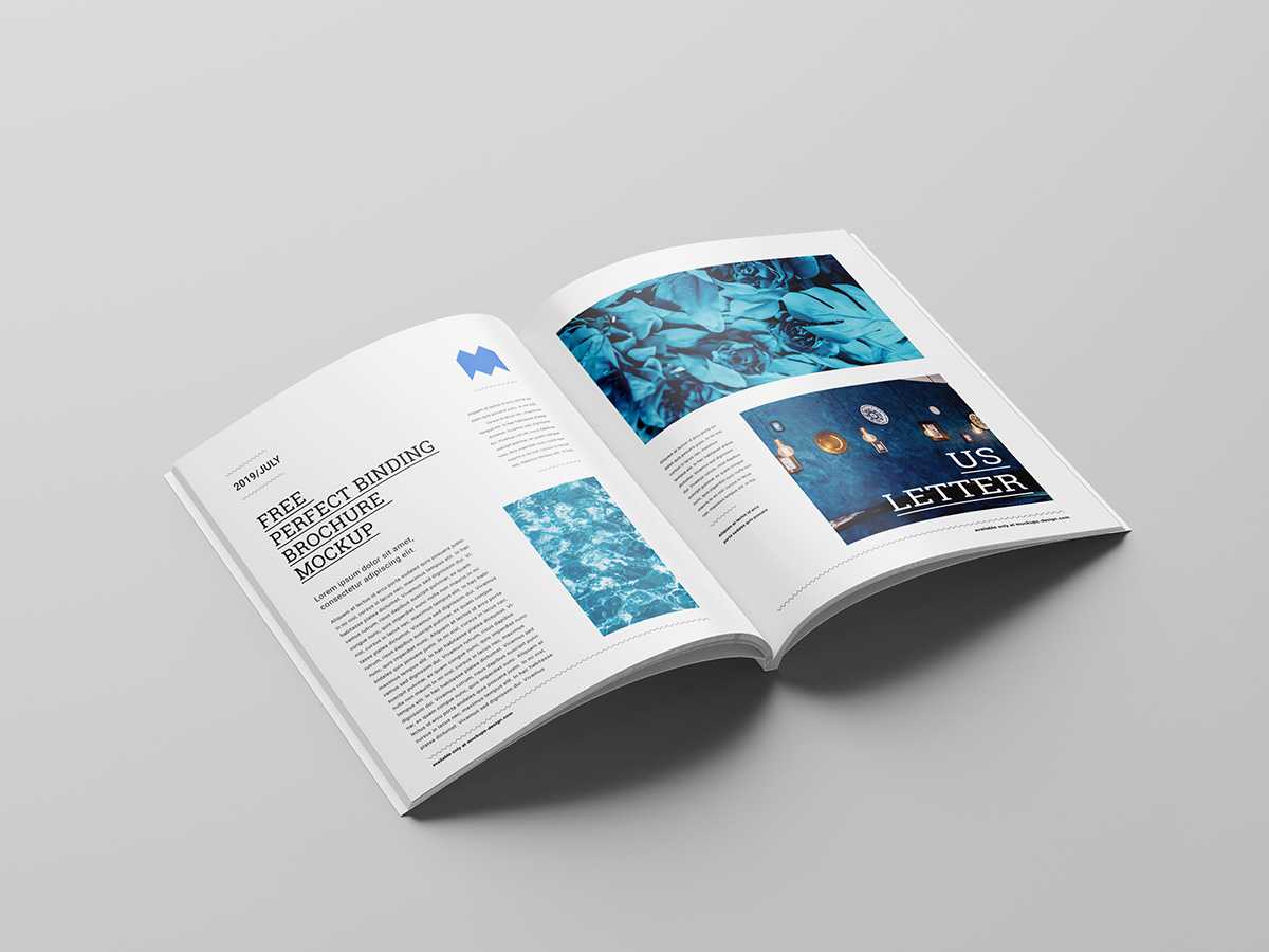 Free US letter perfect binding brochure mockup