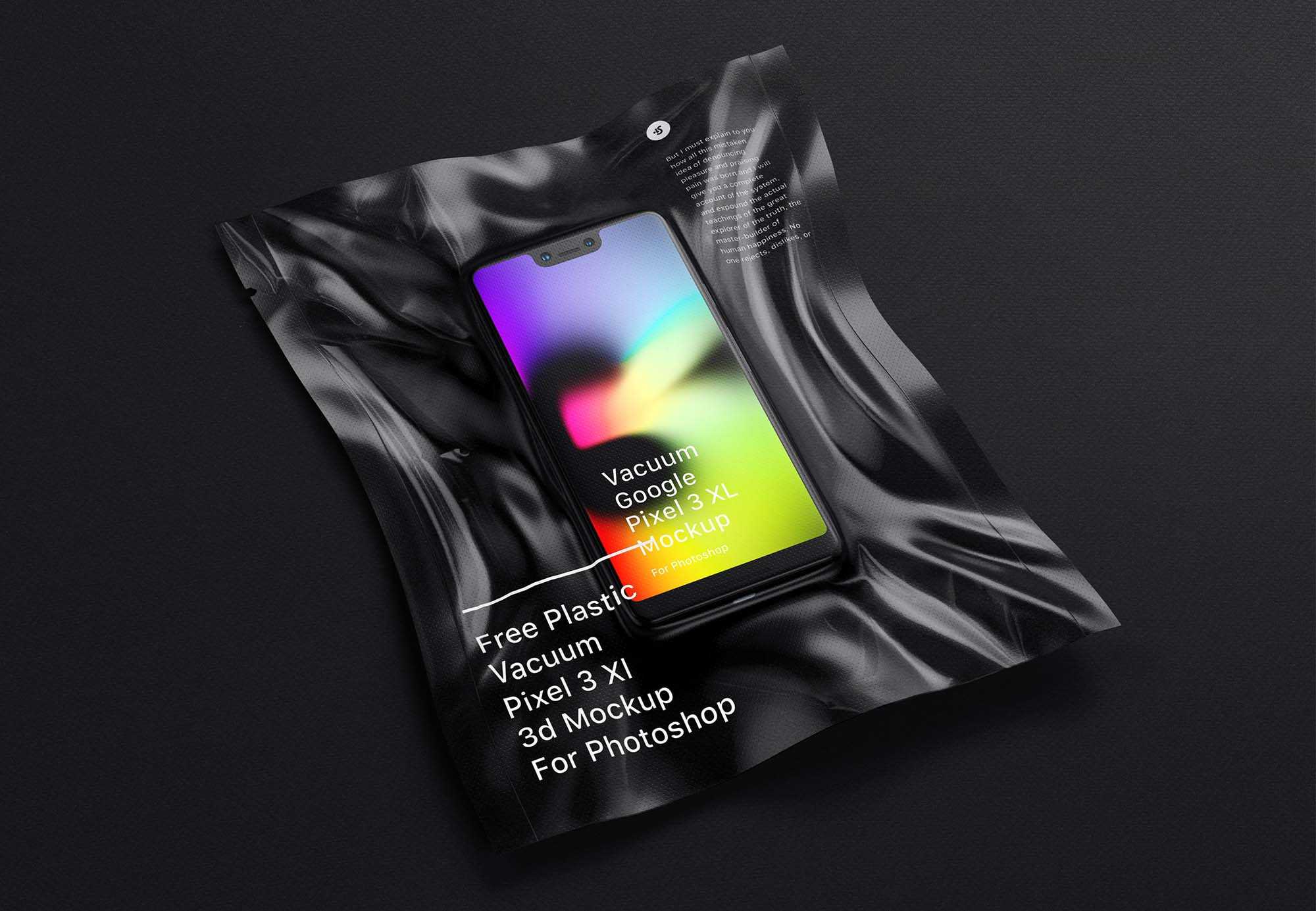 Free Vacuum Plastic Pixel 3 Mockup (PSD)