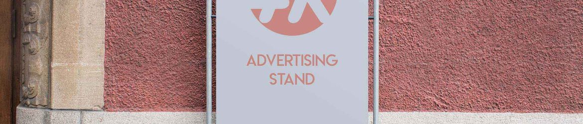 Free Vertical Advertising Stand Mockup (PSD)