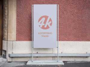 Free Vertical Advertising Stand Mockup (PSD)